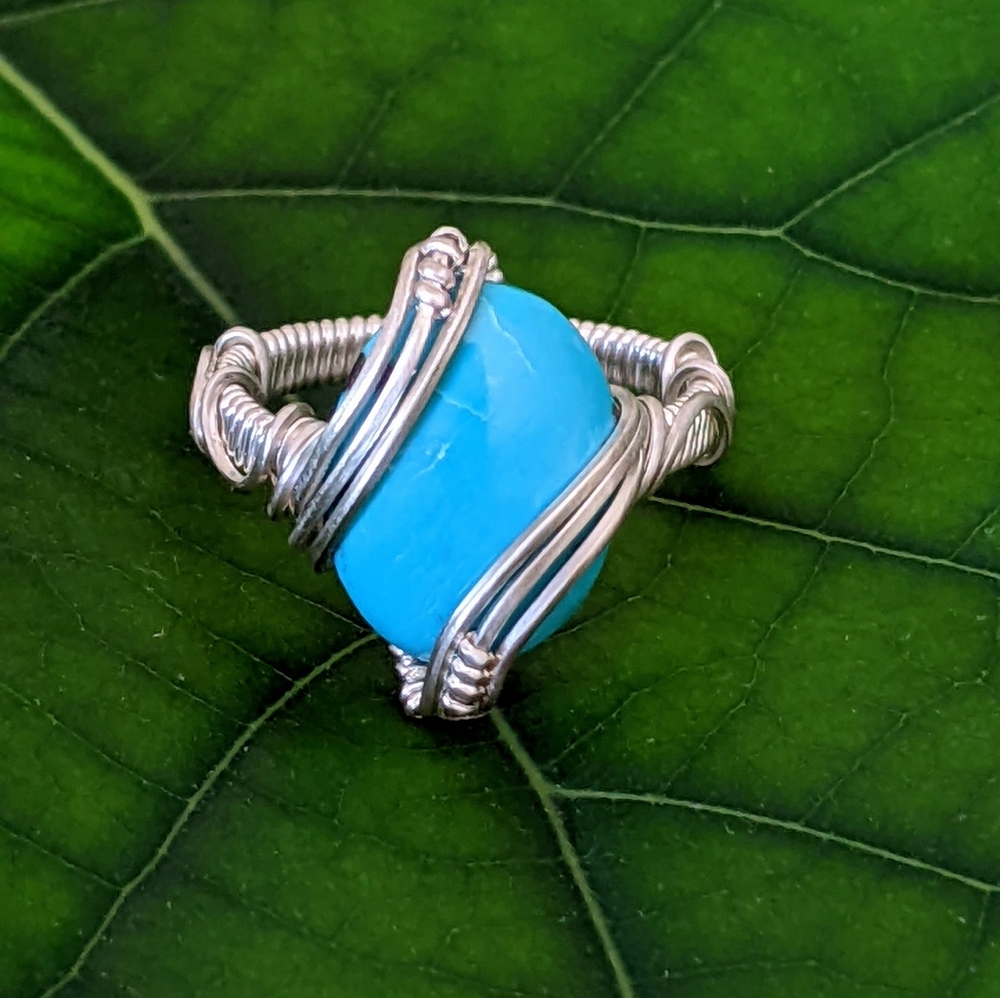 Sterling Silver Ring- Artisan- Genuine Turquoise- Southwestern Blue - Picture 7 of 15